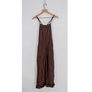 BDG UO Women's Misty Linen Jumpsuit Dark Brown XS Relaxed Utility Lagenlook